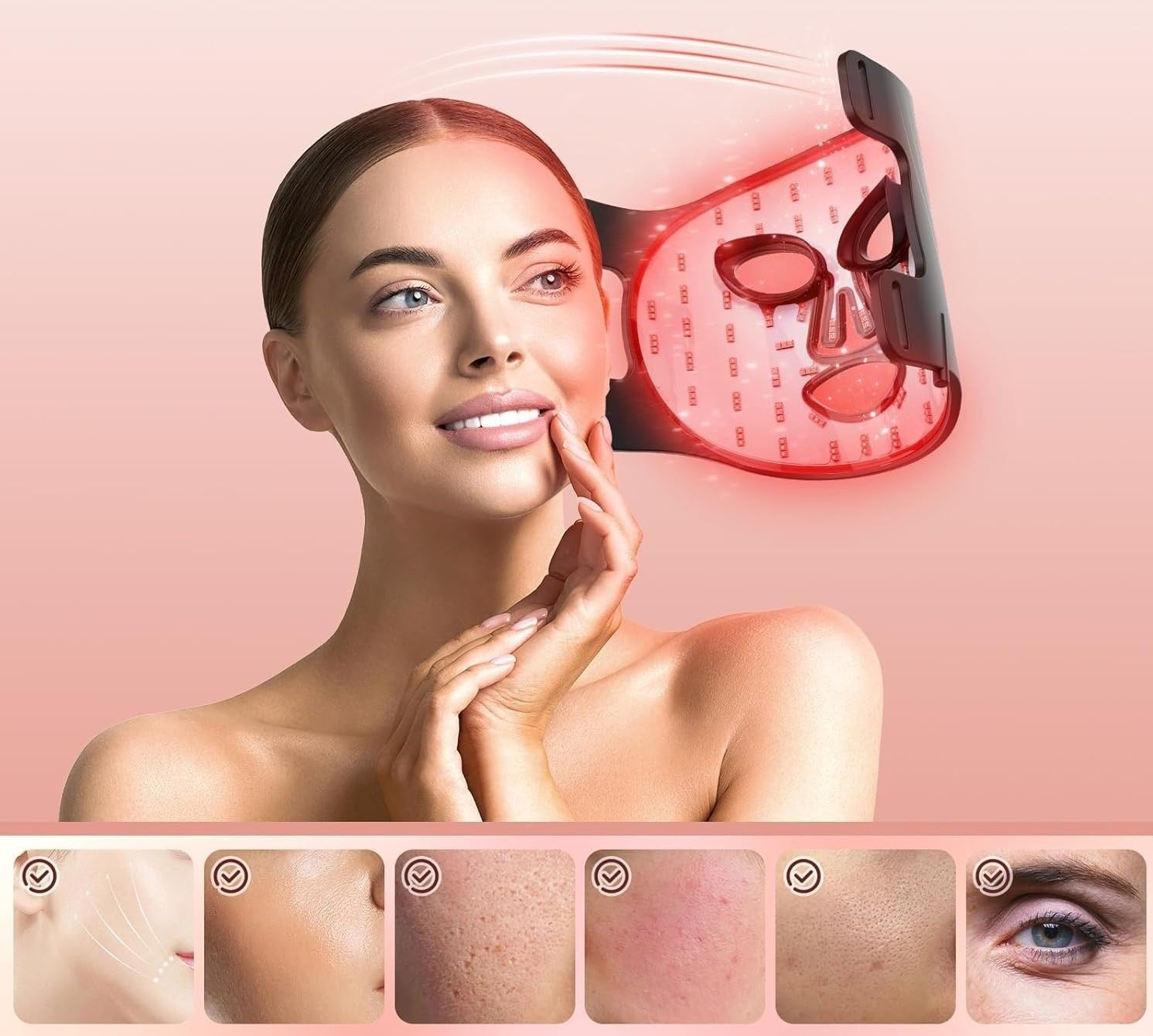 Cross-Border Hot-Selling Household Silicone Red Light Led Beauty Mask Photon Mask Beauty Instrument Facial Mask Skin Rejuvenation Instrument